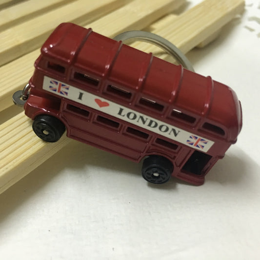 London Double Decker Bus Keychain Metal Zinc Alloy Charm