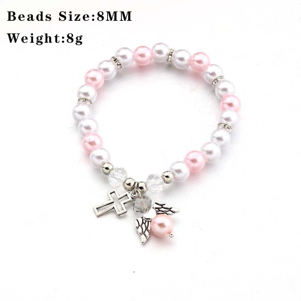 Acrylic Cross Angel Bracelet For Men And Women Geometric 8MM Beads Religious Jewelry Fashion Everyday Wearable