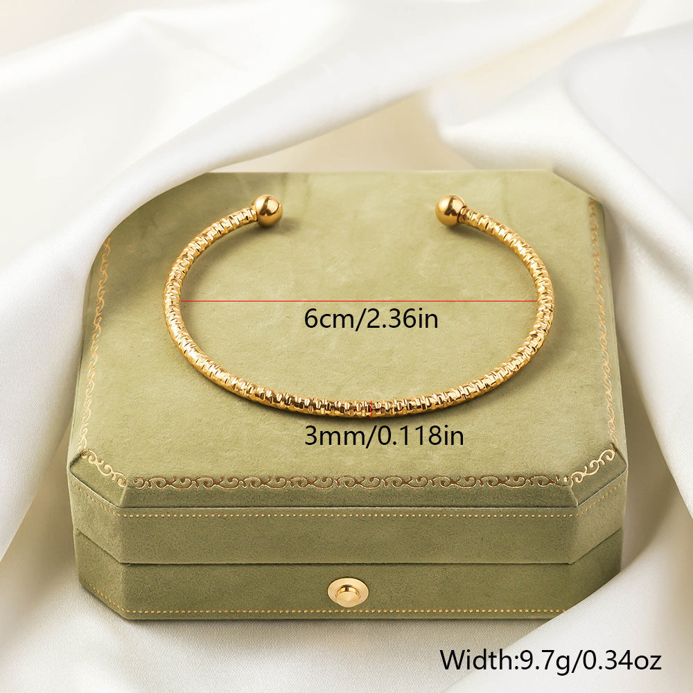 Stainless Steel Woven Bracelet Open Ended Fashion Bangle Electroplated Durable Round Design Accessory Steel And Gold