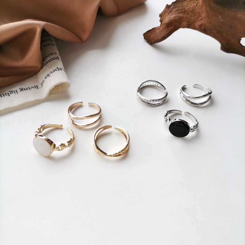Geometric Open Ring Set Of 3X Adjustable Metal Rings For Women Minimalist Korean Fashion Jewelry Gifts For Her
