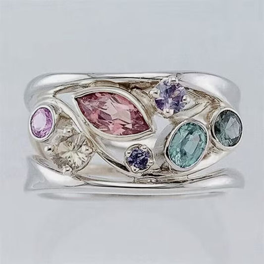 Womens Geometric Wave Line Ring Silver Electroplated Alloy Bracelet With Gang Drill Ornament Korean Design Fashion