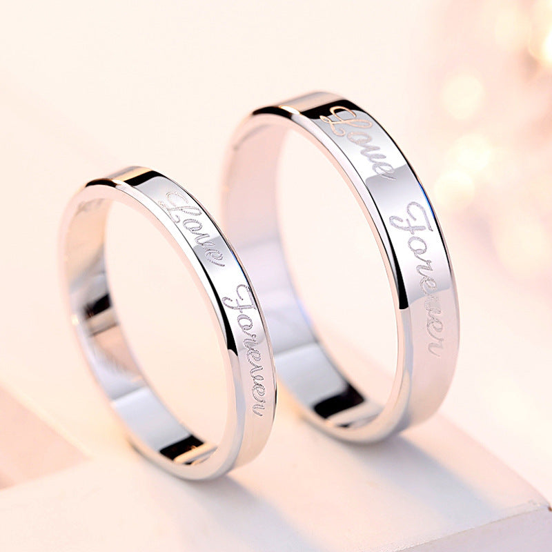 Silver Wedding Ring Set For Women And Men Korean Style Matching Bands For Anniversary Gift Jewelry Elegant Silver