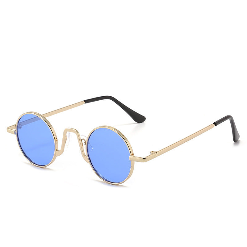 Retro Hip Hop Sunglasses Small Round Metal Frame PC Lens For Men And Women Sun Protection Fashion Travel Stage