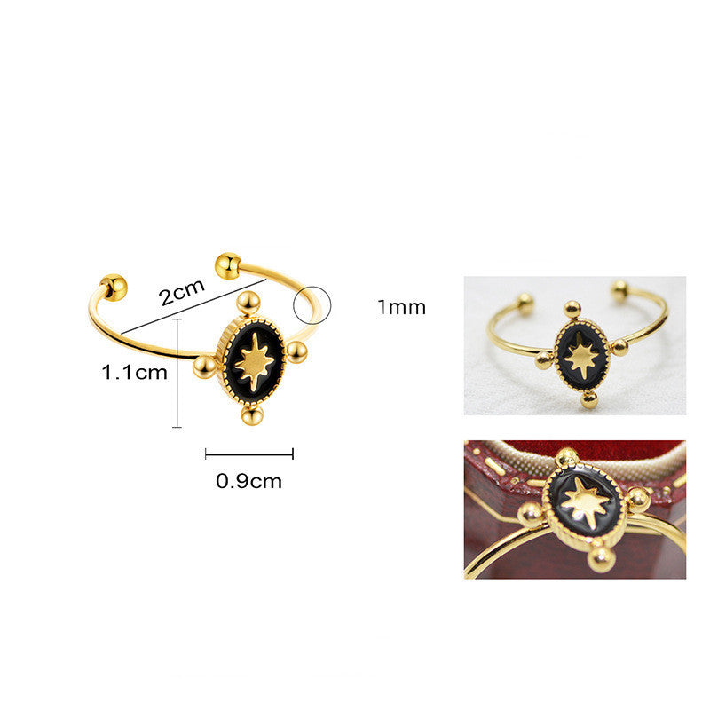 Women Titanium Steel Ring Adjustable Electroplated Durable Fashion Jewelry Unique Dripping Design Pure Gold Hue