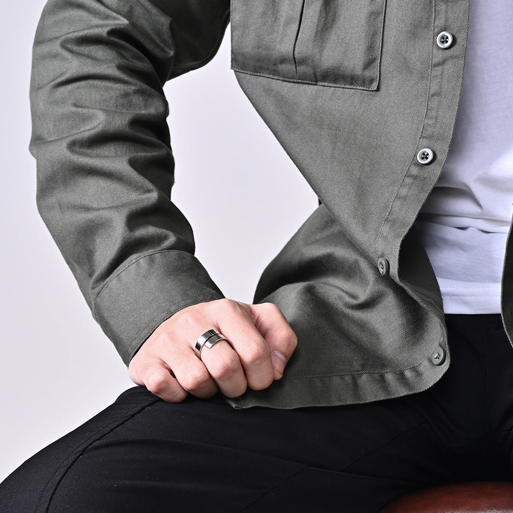 Simple Harajuku Lightning Tide Eclipse Ring Hollow Titanium Steel Unisex Fashion Jewelry For All Wear Everyday