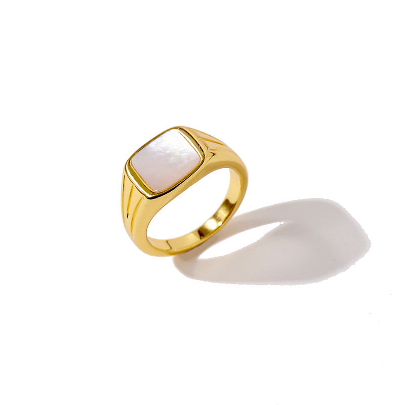 Womens Green Malachite Ring Brass Gold European Retro Design Statement Jewellery For Women Party Fashion Rings