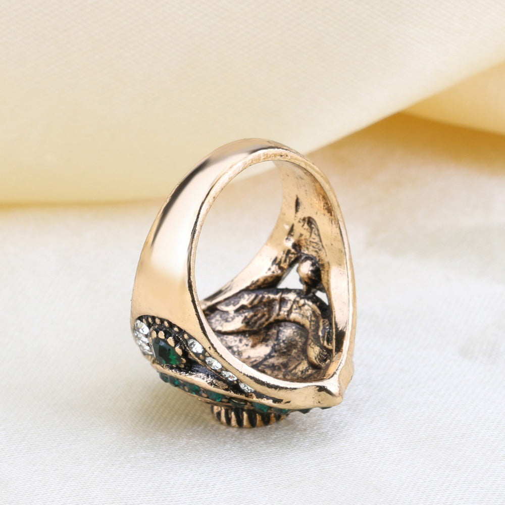 Retro Geometric Crystal Ring Alloy Electroplated Jewelry