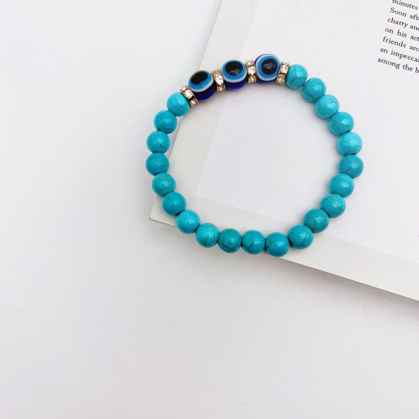 Turquoise Beaded Bracelet 8mm Jewelry Lovely Gift For Her