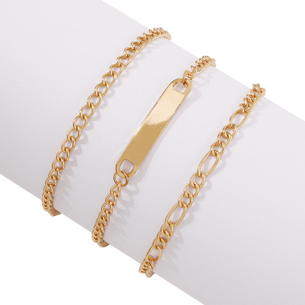 Womens Multi Layer Geometric Golden Alloy Bracelet European Style Fashion Jewelry Gift Packaged for Gifting 3D