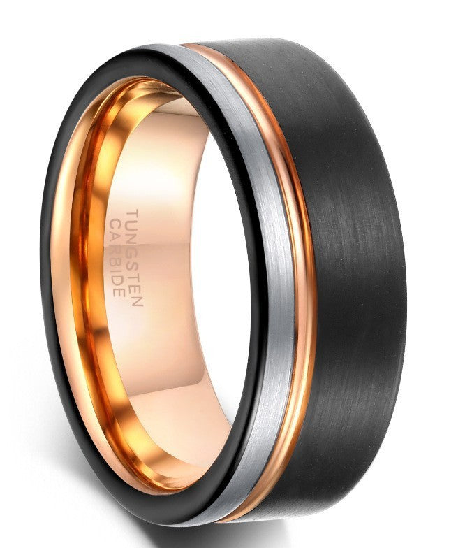 Mens Tungsten Ring Three Color Domineering Band European