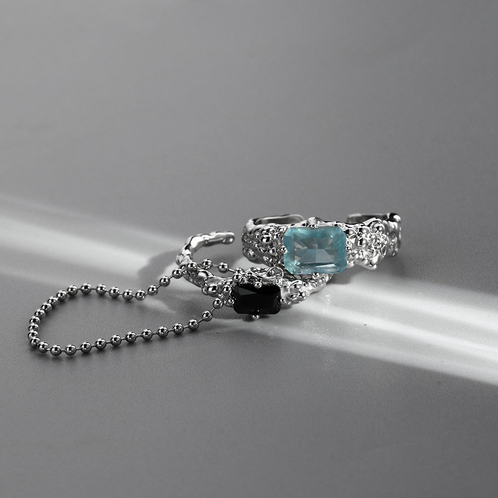 Women's Adjustable Pearl Zircon Geometric Ring Set Copper Electroplated Fashion Jewelry For Everyday Wear Chic