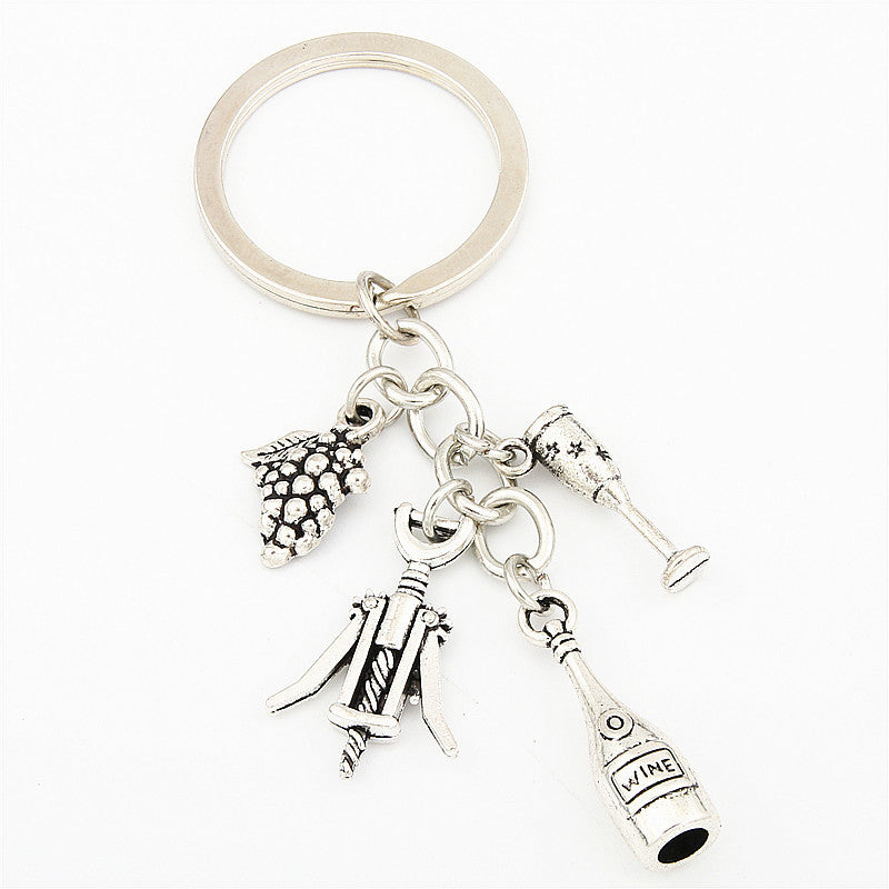 Alloy Keychain With Rope for DIY Wine Bar Party Gift Decoration 30mm Inner Diameter Key Ring Ideal Party Favor