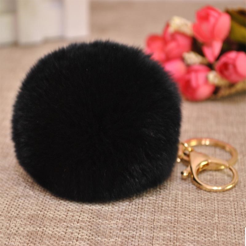 Rabbit Fur Ball Keychain Adorable Animal Key Chain Accessory Perfect Gift for Women Teens and Girls Fluffy Keyring