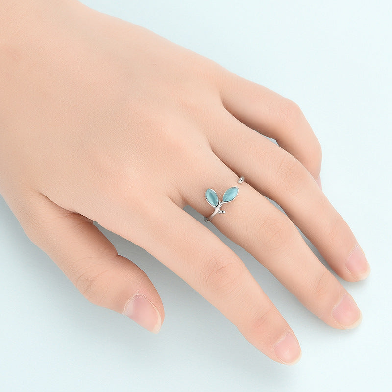 Leaf Ring Simple Alloy Ring For Women Girls Fashion Jewelry Elegant Temperament Ring Advertising Leaves Leaves