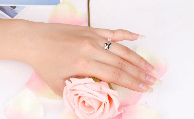 Adjustable Copper Ring Butterfly Heart Wing Zodiac Jewelry