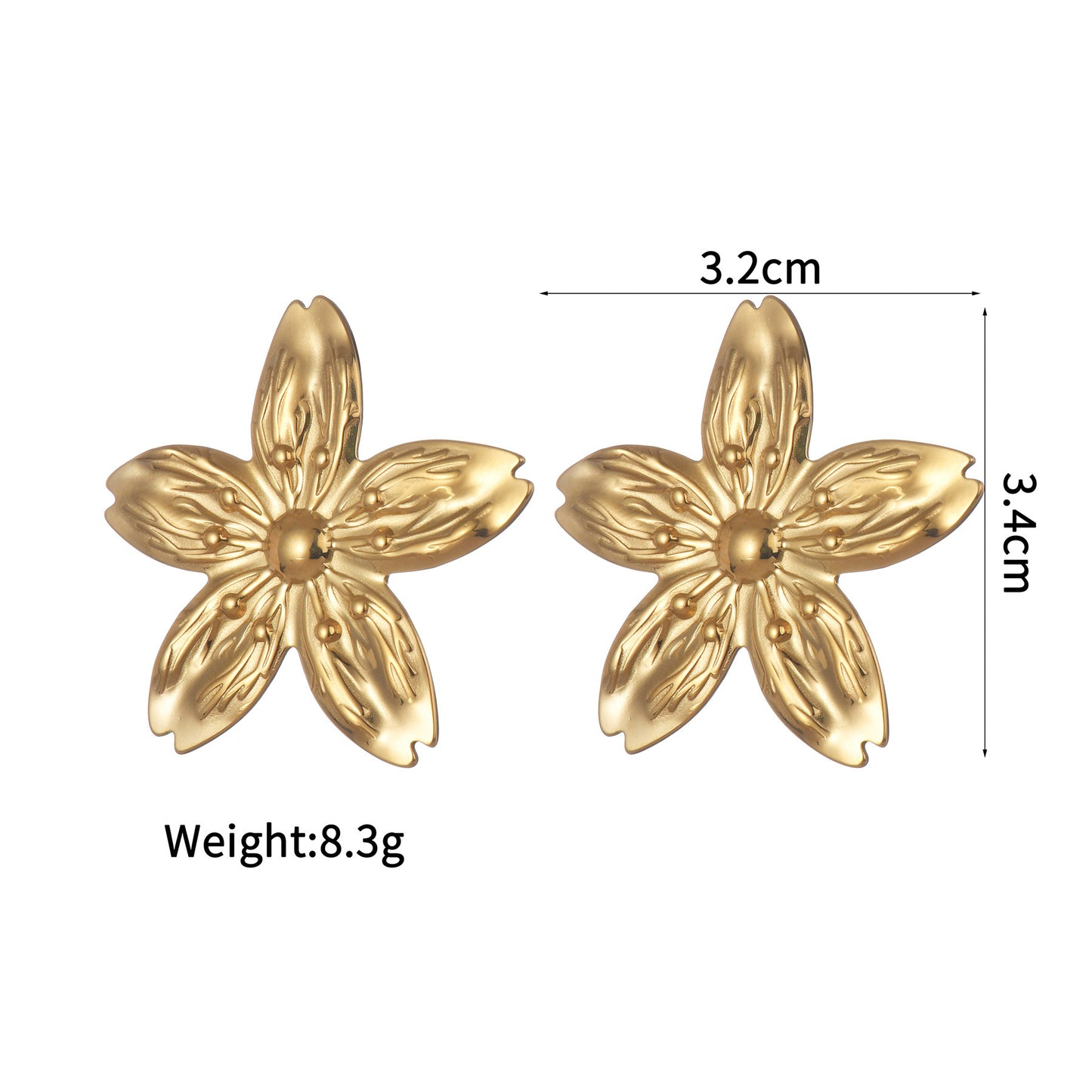 Textured Retro Gold Stainless Steel Flower Open Ring For Women Elegant Statement Jewelry Gift Idea Handcrafted Finish