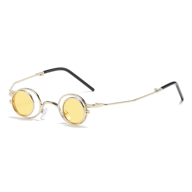Folding Sunglasses Round Metal Frame With AC Lenses For Fishing Travel And Outdoor Sports Foldable Outdoor Use