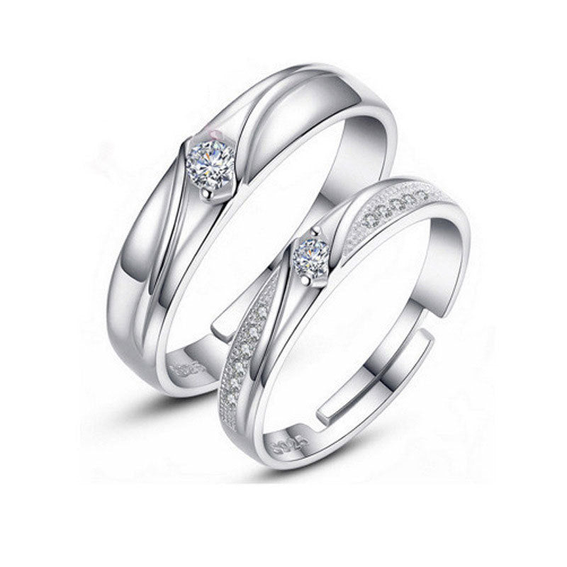 Couples Ring Set Adjustable Silver Rings For Women And Men Promise Rings Anniversary Gift Matching Rings For Couples
