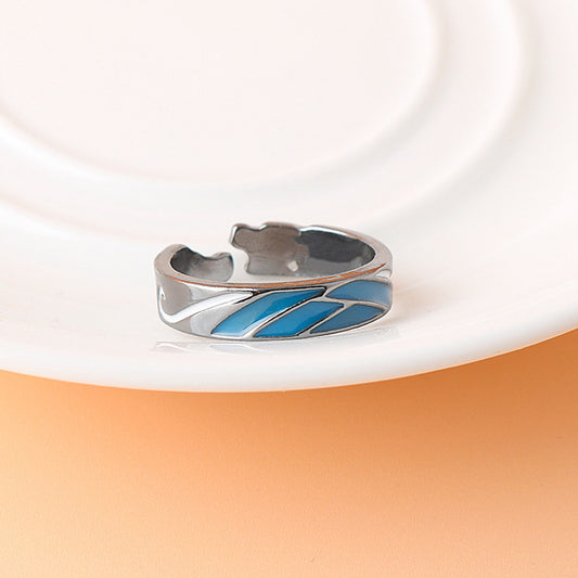 Trendy Jewelry Fashion Solid Color Ring Alloy Sky Blue Plain Couple X1 Trendy Jewelry Fashion Plain Couple X1 Sky Blue