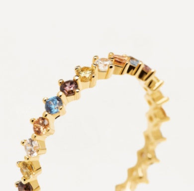 S925 Floral Silver Bright Colored Zircon Ring