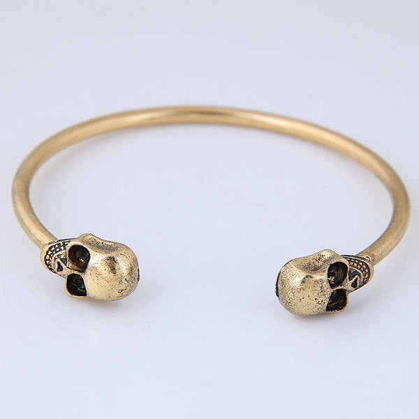 Womens Double Sided Skull Bracelet Alloy Geometric Bangle