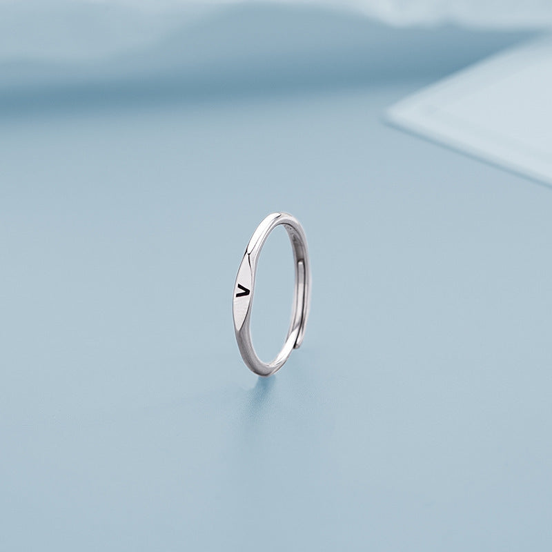 Adjustable Letter Initial Ring For Women Copper Jewelry