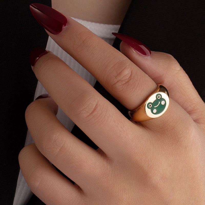 Alloy Animal Ring Retro Hip Hop Electroplated Cartoon Design Jewelry For Men Women Size8 Unisex Accessory Style