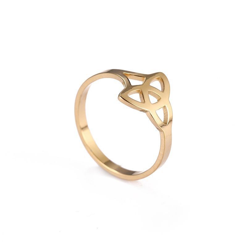Geometric Stainless Steel Ring Electroplated In Gold And Rose Gold Fashion Jewelry For Women Size 17 18 19 Gift For Her