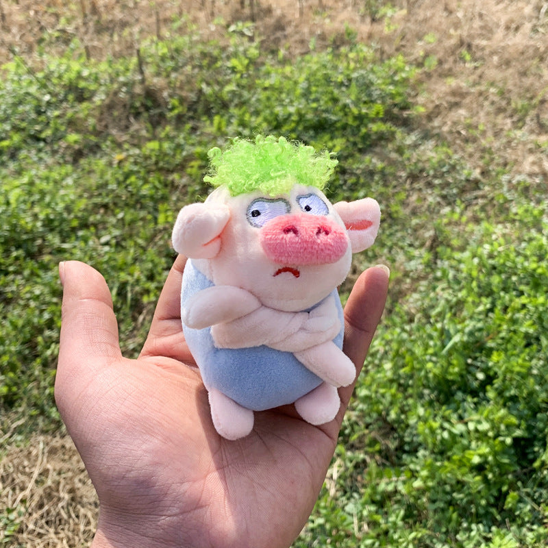 Plush Doll Keychain Pendant Cute Hanging Ornament for Bags and Keys 12cm Short Plush Stuffed Animal Toy Greens