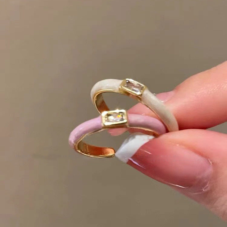 Womens Adjustable Copper Geometric Open Ring Glazed Finish