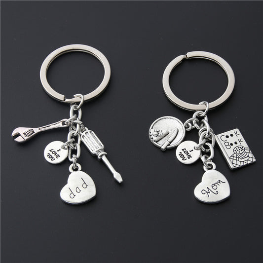 Heart Keychain For Dad And Mom I Love You Pendant Key Ring Unisex Zinc Alloy Gift For Parents A Heartfelt Gift