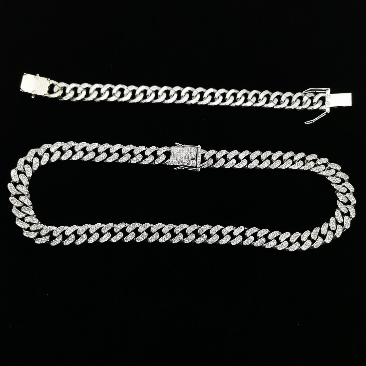 Flat Cuban Link Chain Bracelet With Water Wave Geometry Alloy In Gold And Silver Gift Box Finish Polished Durable