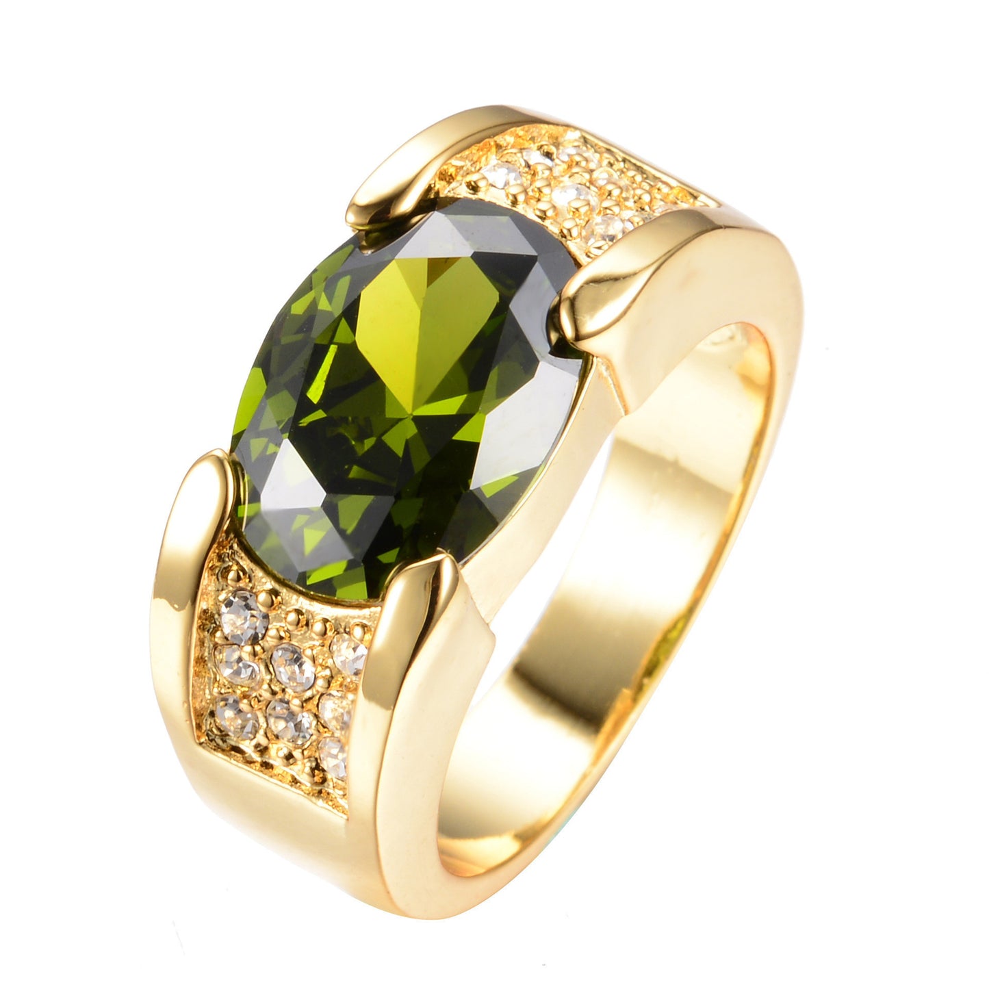 Unisex Gold Plated Copper Ring With Geometric Full Diamond Design Durable Elegant Jewelry Sizes 6 7 8 9 10 11 12