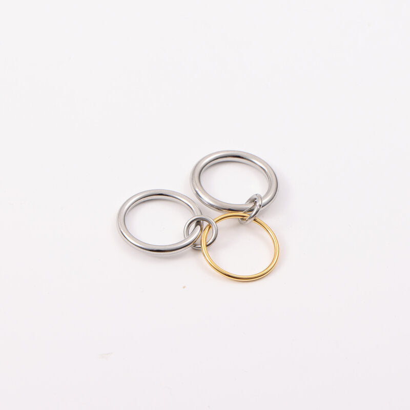 Titanium Steel Three Ring Color Matching Ring For Women