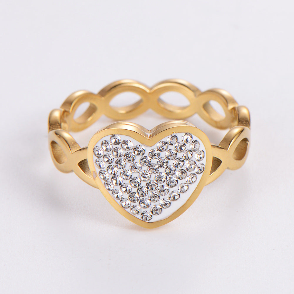 Women's Ring Hollow Infinite Symbol Love Heart Stainless Steel Wear Anniversary Gift Elegantly Durable Jewelry