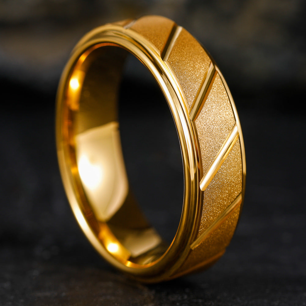 Frosted Tungsten Ring 7mm Wide Band 2.1mm Thick Unisex Jewelry Gold For Everyday Wear And Gift For Him Or Her
