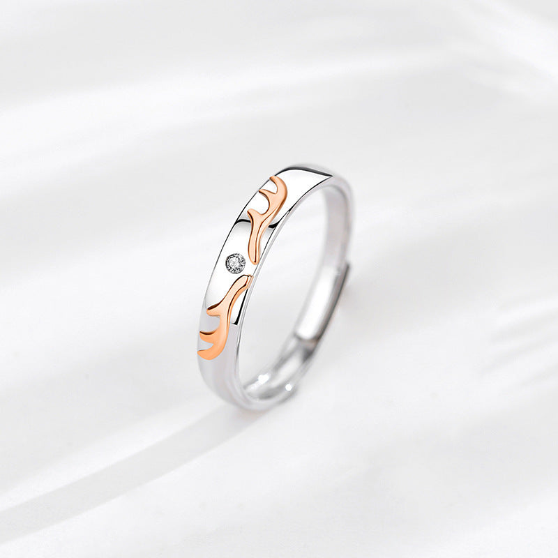 Couple Zodiac Rings for Women and Men Adjustable Opening with Micro Inlaid Zircon Stones 925 Silver Anniversary