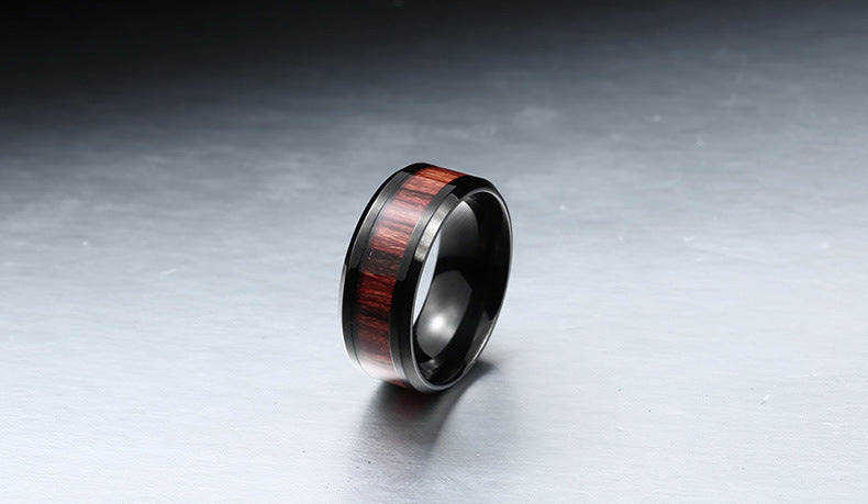 Titanium Steel Ring 8mm Wide Geometric Electroplated Retro Style Durable Statement Band For Daily Wear All Day