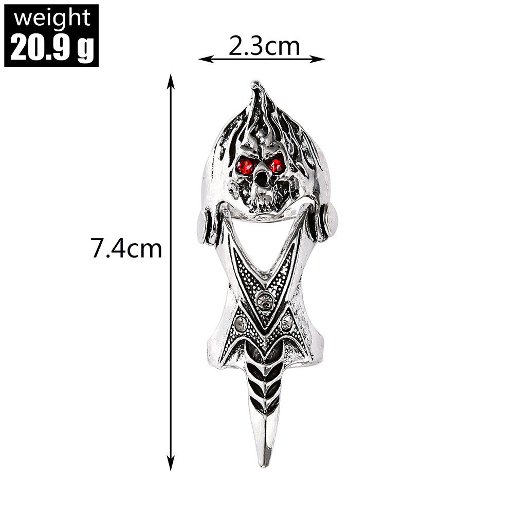 Unisex Skull Ring Full Finger Armor Ring Bendable Alloy Metal Vintage Punk Rock Jewelry for Both Men and Women