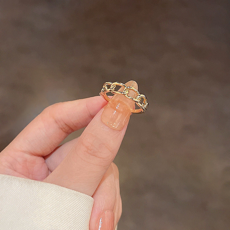 Elegant PearlWhite Ring Geometric Copper Band Electroplated White Gold Gemstone Inlay Gift For Her Korean Style