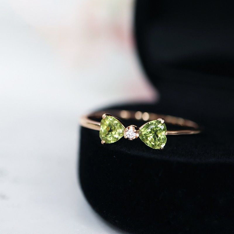 Womens Adjustable Copper Ring Cute Geometric Ring With Bow Decoration Fashion Jewelry Gift For Her Daily Style