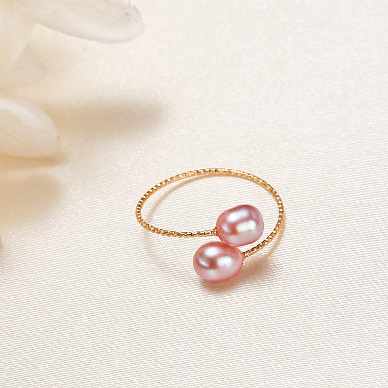 Womens Personalized Pearl Ring With Freshwater Pearls Rice Droplet Circle White Pink Purple Copper Alloy Pearl