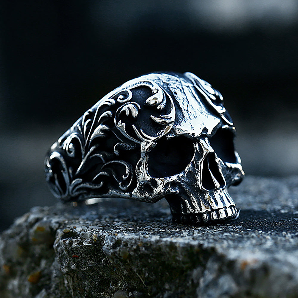 Domineering Skull Ring For Men In Stainless Steel Punk Style Polished Finish Jewelry For Daily Wear Gift Ideas