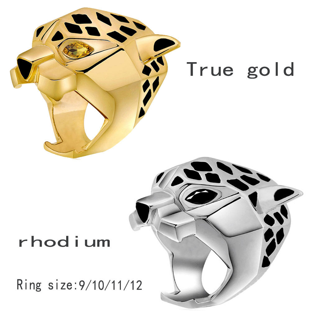 Mens Leopard Ring Animal Electroplated Alloy European American Style Jewelry Accessory Fashion Ring Elegant Ring