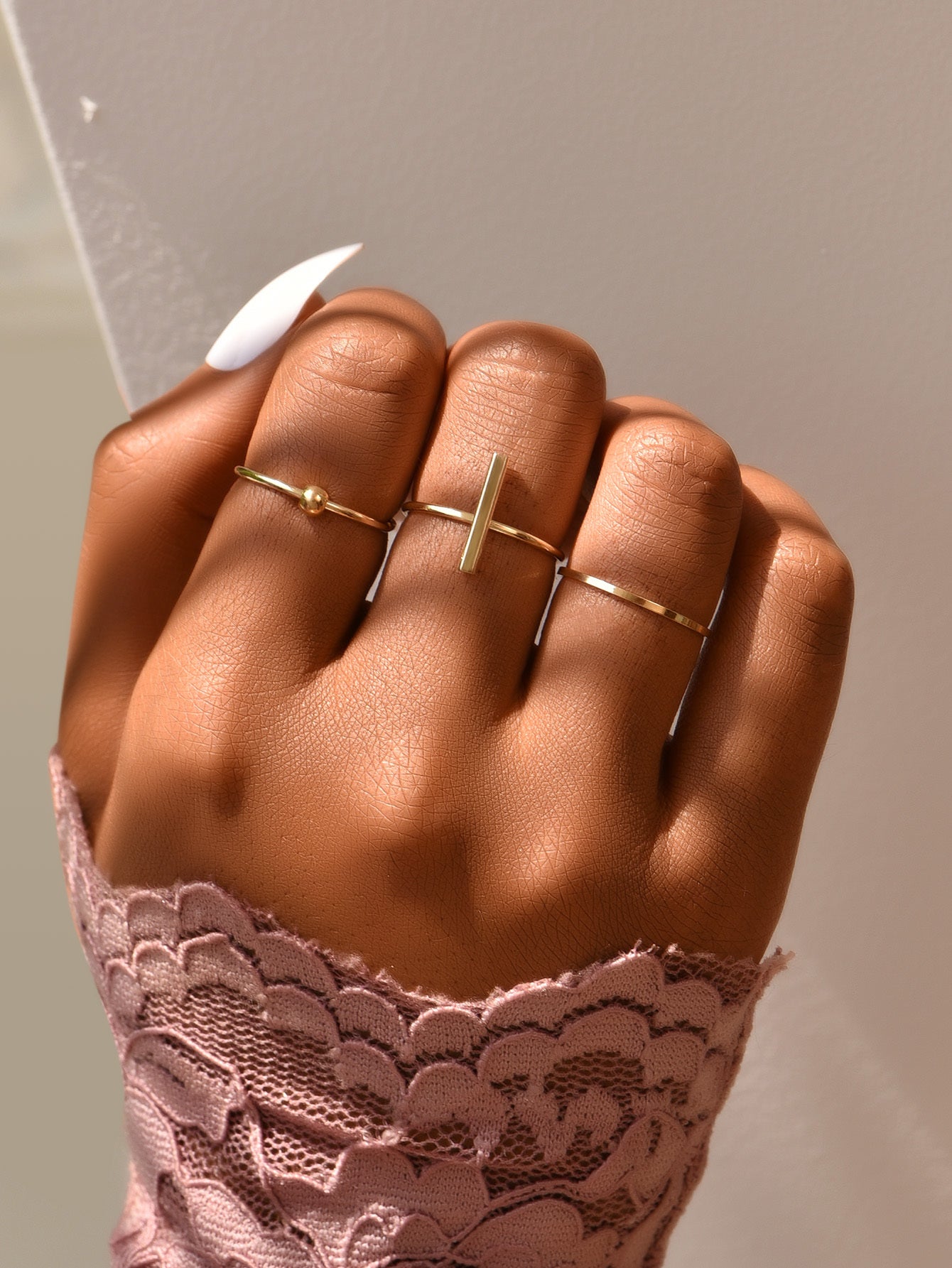 Womens Ring Fashionable Zinc Alloy Lightweight Ring For Women Girls All Match Design Everyday Wear GoldenColor