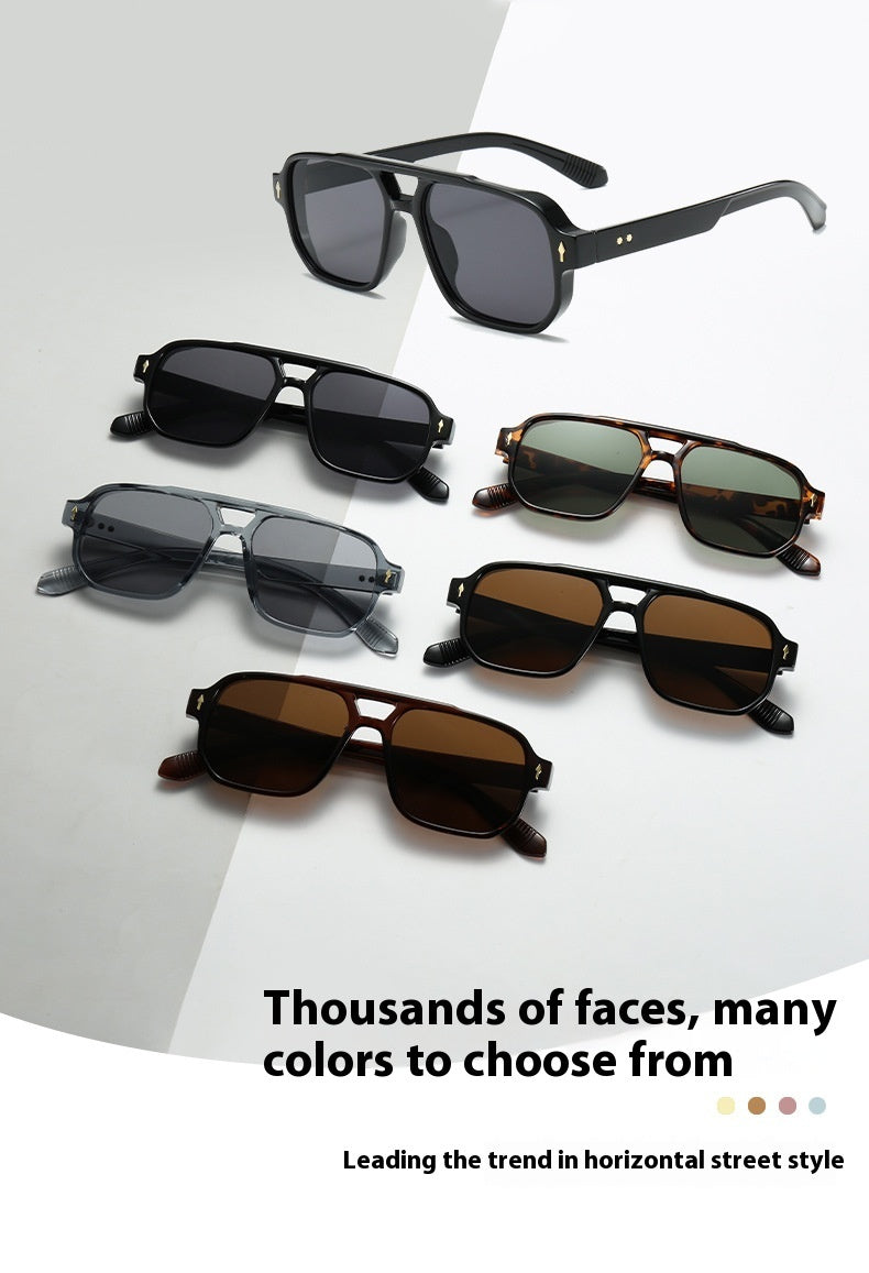 Mens Square Sunglasses UV400 Protection Fashion Toad Glasses Full Frame PC Lens Retro Eyewear Driving Outdoor Versatile