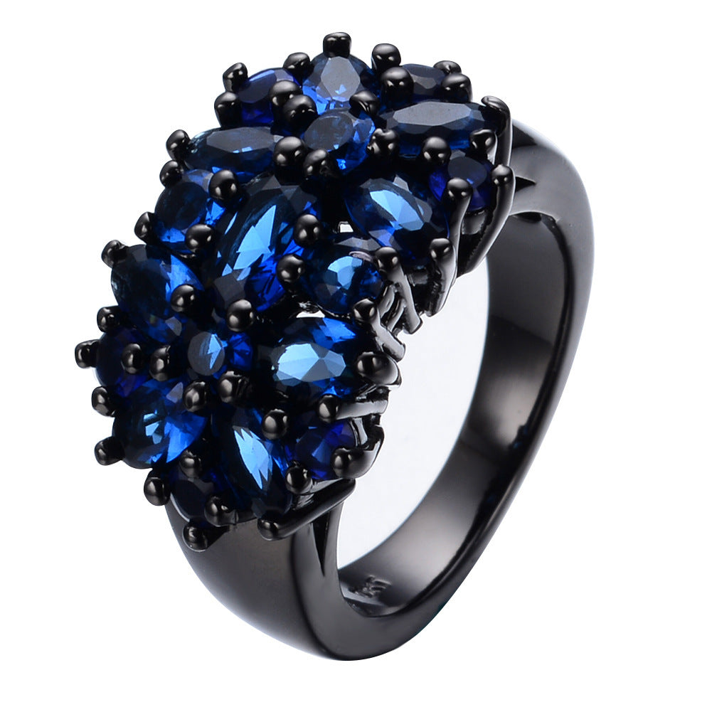 Womens Black Gold Gypsophila Ring Geometric Copper Alloy With Artificial Gemstone Festival Jewelry Gift Idea Stylish