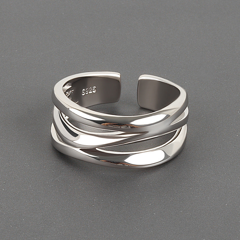 Geometric Adjustable Ring With Irregular Knotted Design Copper Electroplated Retro Fashion For Women Daily Wear