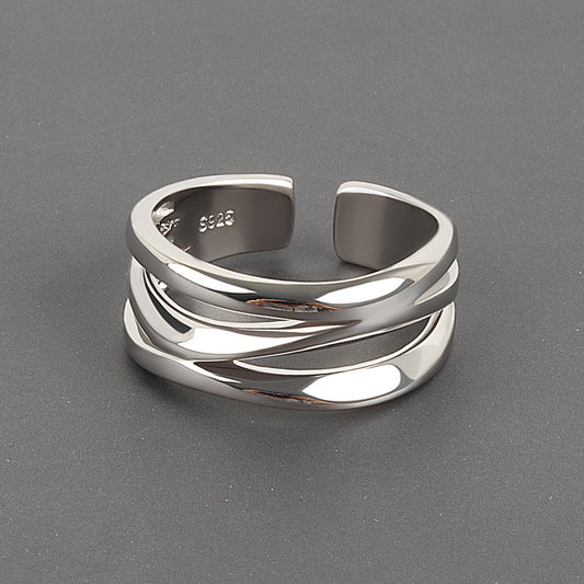 Geometric Adjustable Ring With Irregular Knotted Design Copper Electroplated Retro Fashion For Women Daily Wear