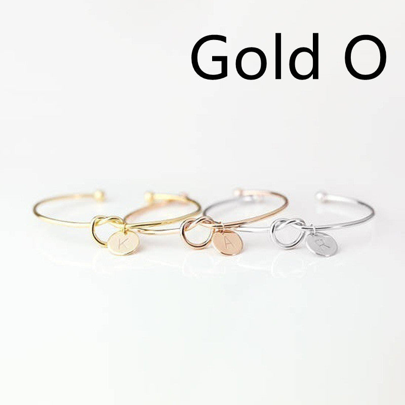 Womens Alloy Letter Bracelet Dead Knot Bangle Jewelry Gold